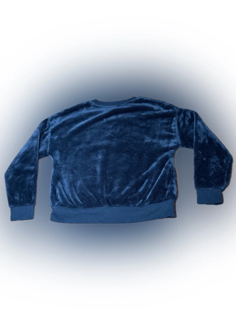 Justice Black Plush Crewneck Sweatshirt with Pink Teal Purple Logo